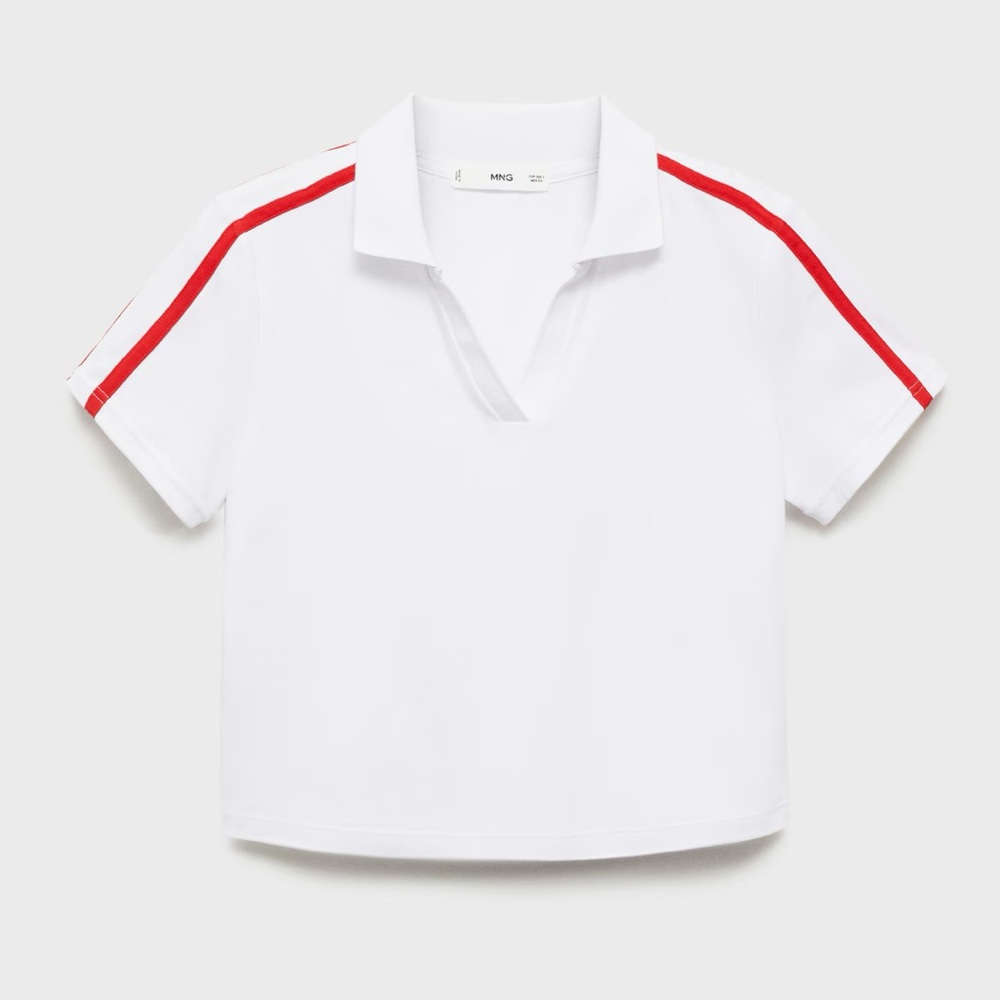 Mango Contrasting stripes cotton polo shirt - New